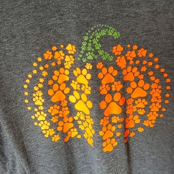 Vivid Pumpkin Dog Paws Graphic Short Slv. Sz. 2XL T-shirt - Picture 5 of 9
